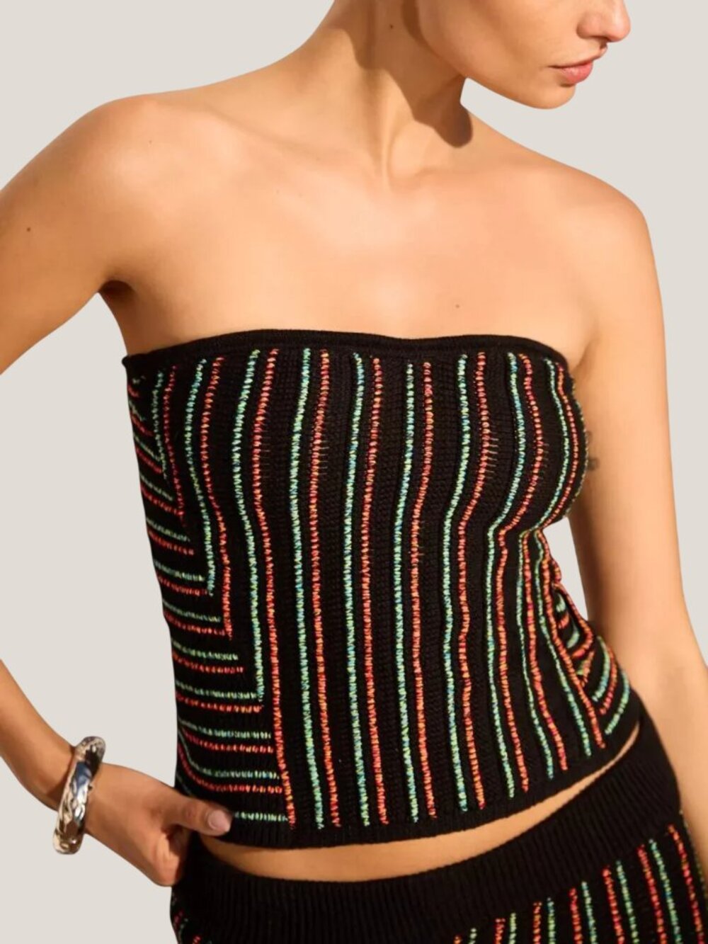 Anthropologie Celandine Strapless Sweetheart Knit Tube Top Black Medium